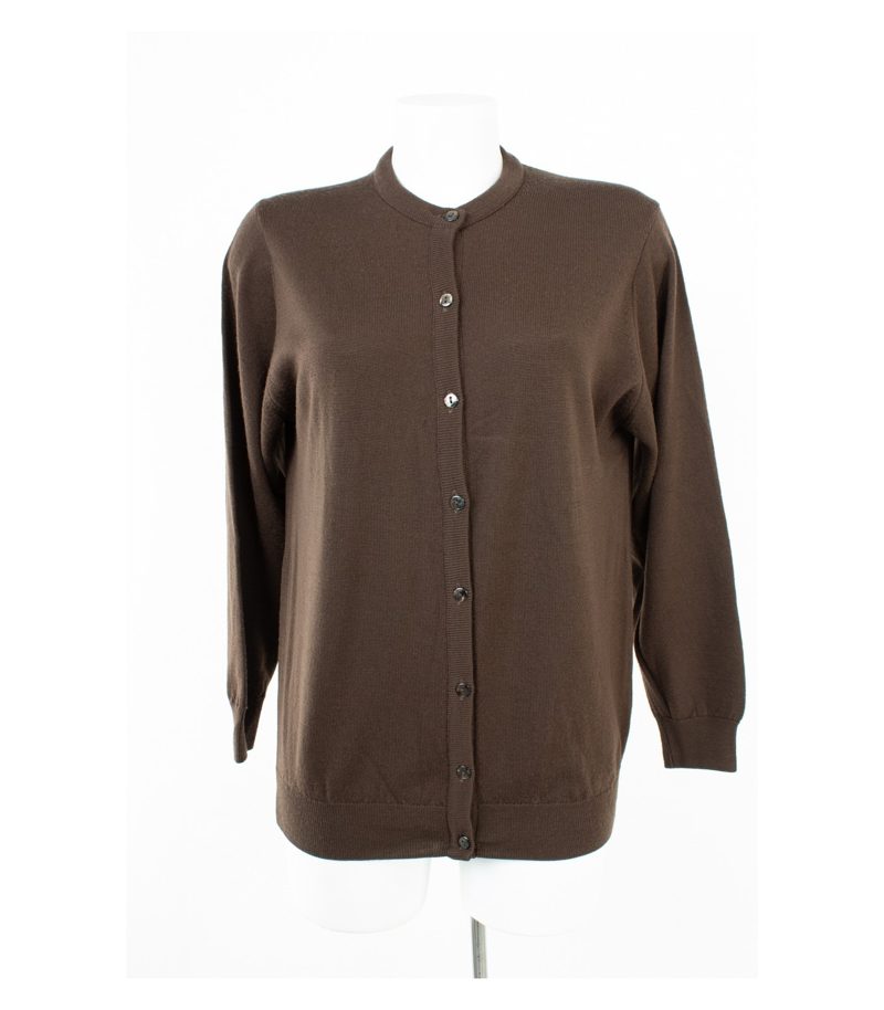 Peter Hahn Damen Strickjacke Cardigan Superwash Klassisch Gr. 38 Braun Wolle – Foto 1