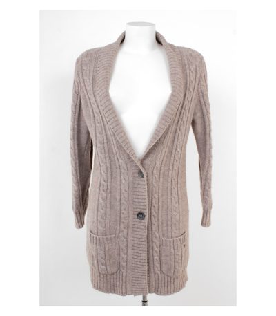 MÄRZ Damen Strickjacke Cardigan Patches Gr. 40 Beige Alpaka Wolle