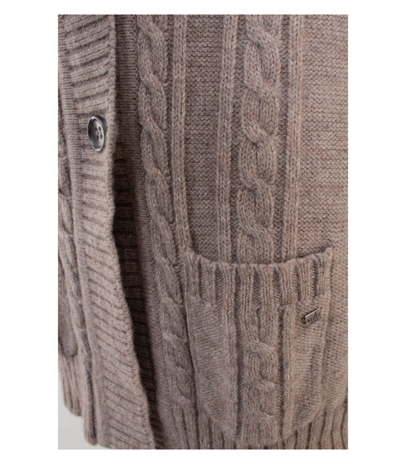 MÄRZ Damen Strickjacke Cardigan Patches Gr. 40 Beige Alpaka Wolle – Foto 6