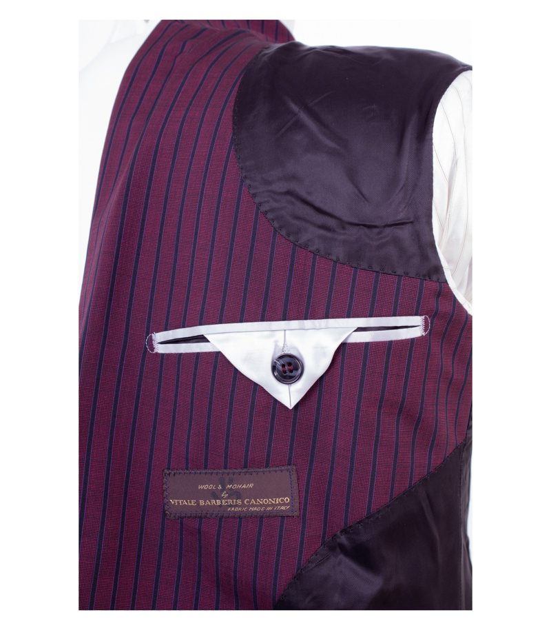 Tiger of Sweden Herren Anzug Evert Nadelstreifen Gr. 48 Bordeaux Wolle – Foto 8