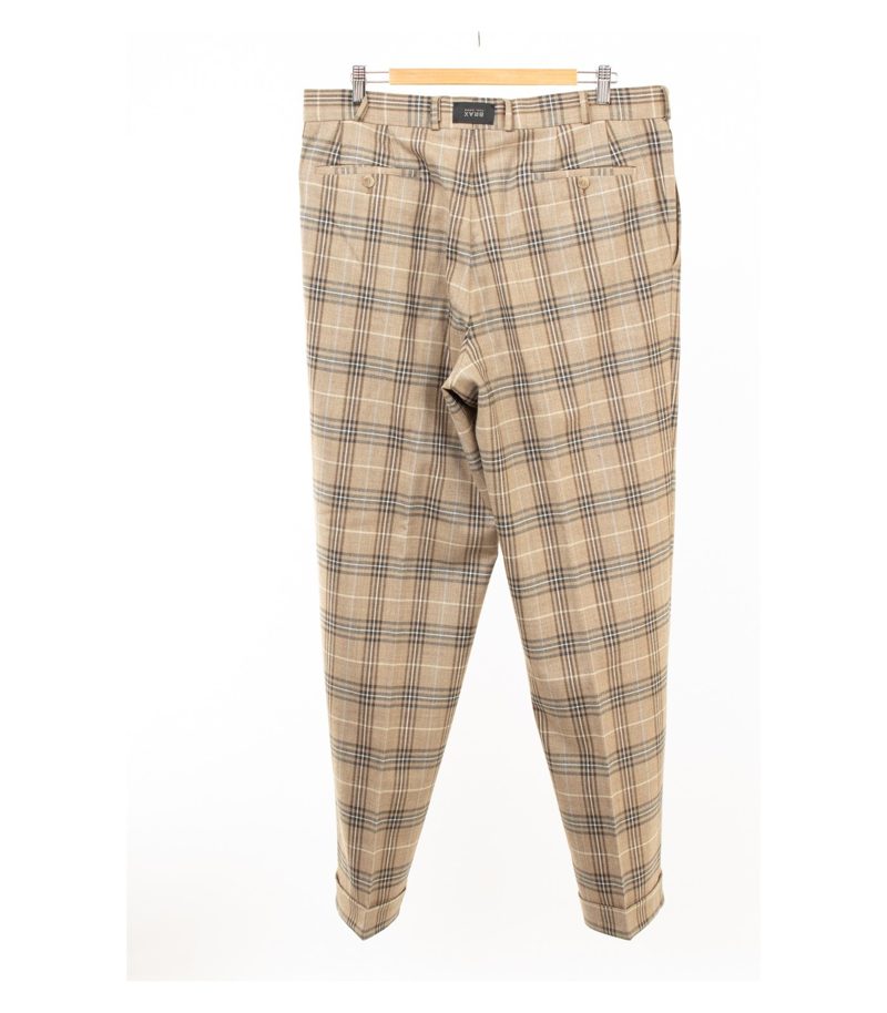 Brax Herren Hose Kariert Gr. 54 Beige Wolle – Foto 2