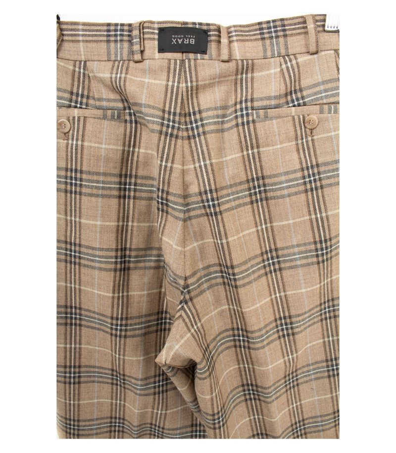 Brax Herren Hose Kariert Gr. 54 Beige Wolle – Foto 3