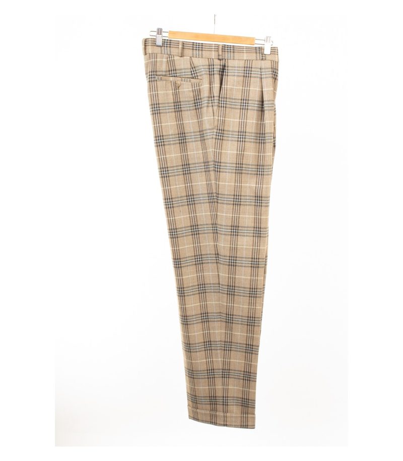 Brax Herren Hose Kariert Gr. 54 Beige Wolle – Foto 4
