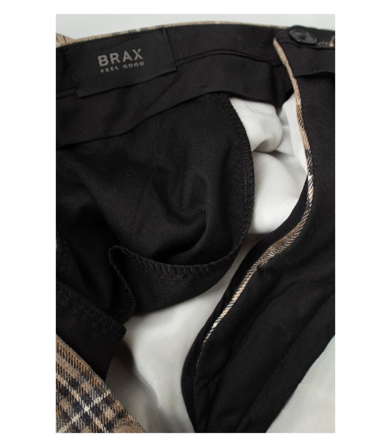 Brax Herren Hose Kariert Gr. 54 Beige Wolle – Foto 6