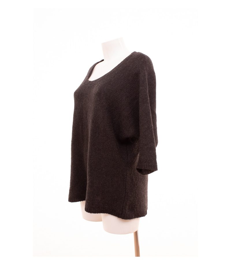 360 Damen Pullover/Stern Fledermaus Gr. M Grau Beige Wolle Alpaka – Foto 2