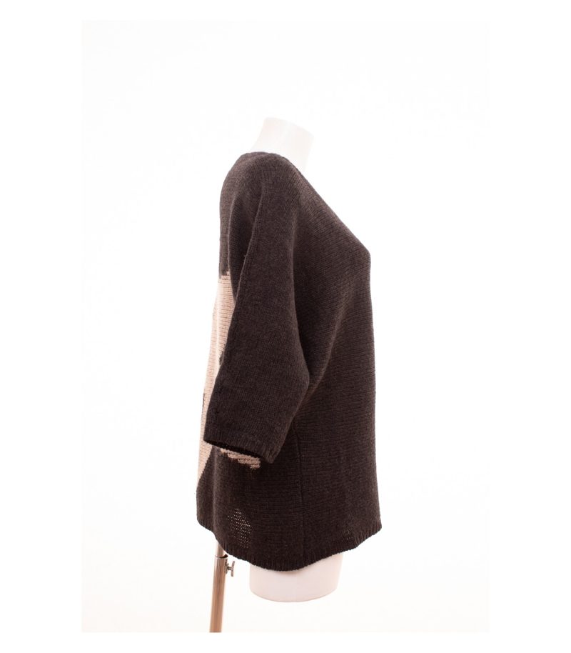 360 Damen Pullover/Stern Fledermaus Gr. M Grau Beige Wolle Alpaka – Foto 4