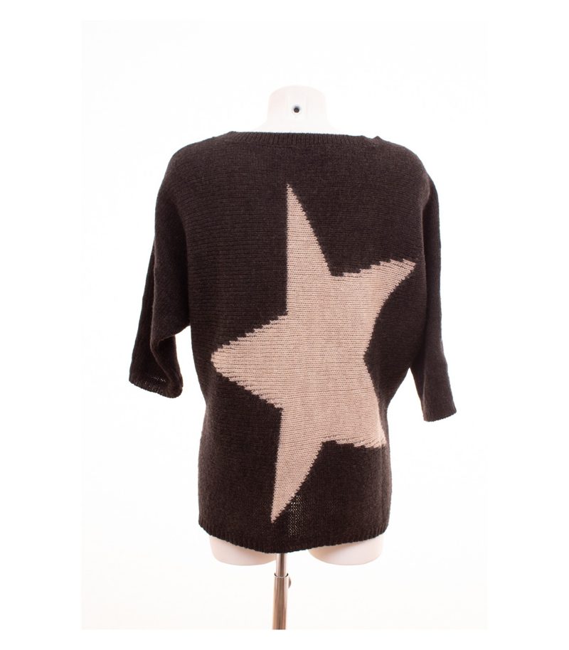 360 Damen Pullover/Stern Fledermaus Gr. M Grau Beige Wolle Alpaka – Foto 5