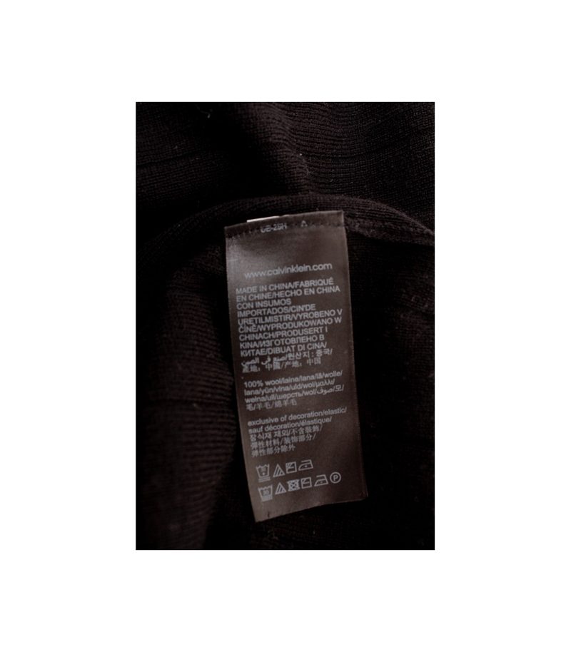 Calvin Klein Damen Kleid Strickkleid Plissiert Gr. S Schwarz Wolle – Foto 7
