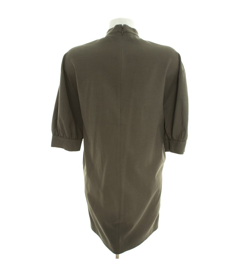 COS Damen Kleid Etuikleid Cocoon Gr. DE 38 Khaki Baumwolle – Foto 3