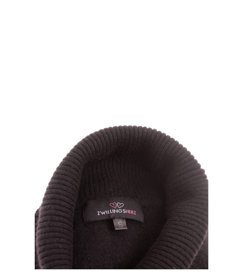 Zwillingsherz Damen Pullover Rollkragen Kurzer Schnitt Gr. S Schwarz Kaschmir – Foto 6