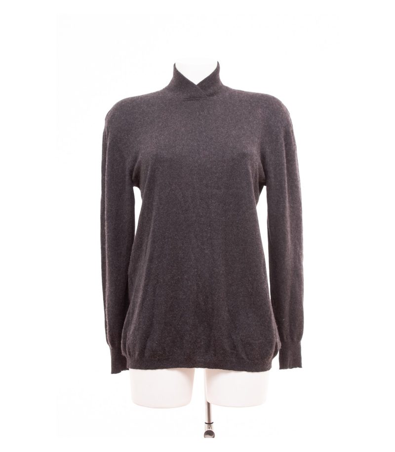 Brunello Cucinelli Damen Pullover Gr. 44 (Geschätzt) Grau Kaschmir Seide – Foto 1