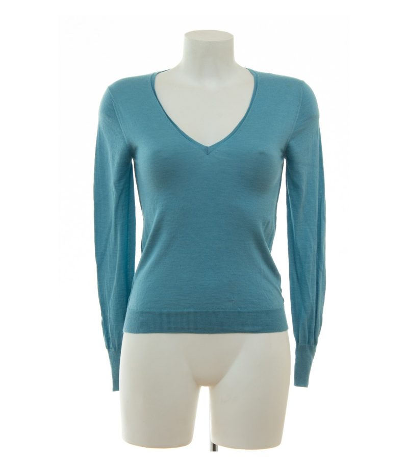Cruciani Damen Pullover Akzeptabel Gr. IT 40 (DE 34) Türkis Kaschmir Seide – Foto 1