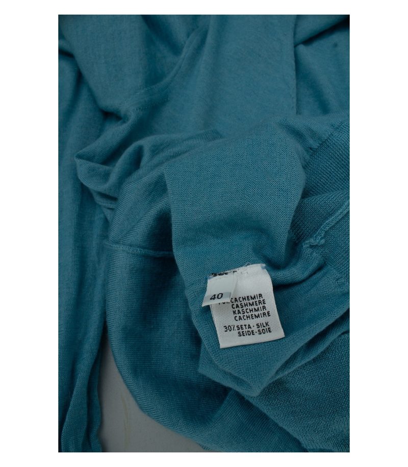 Cruciani Damen Pullover Akzeptabel Gr. IT 40 (DE 34) Türkis Kaschmir Seide – Foto 7