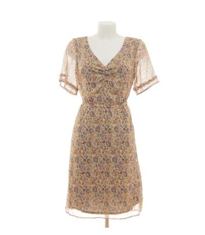 More & More Damen Kleid Sommerkleid V-Ausschnitt Gr. 36 Mehrfarbig