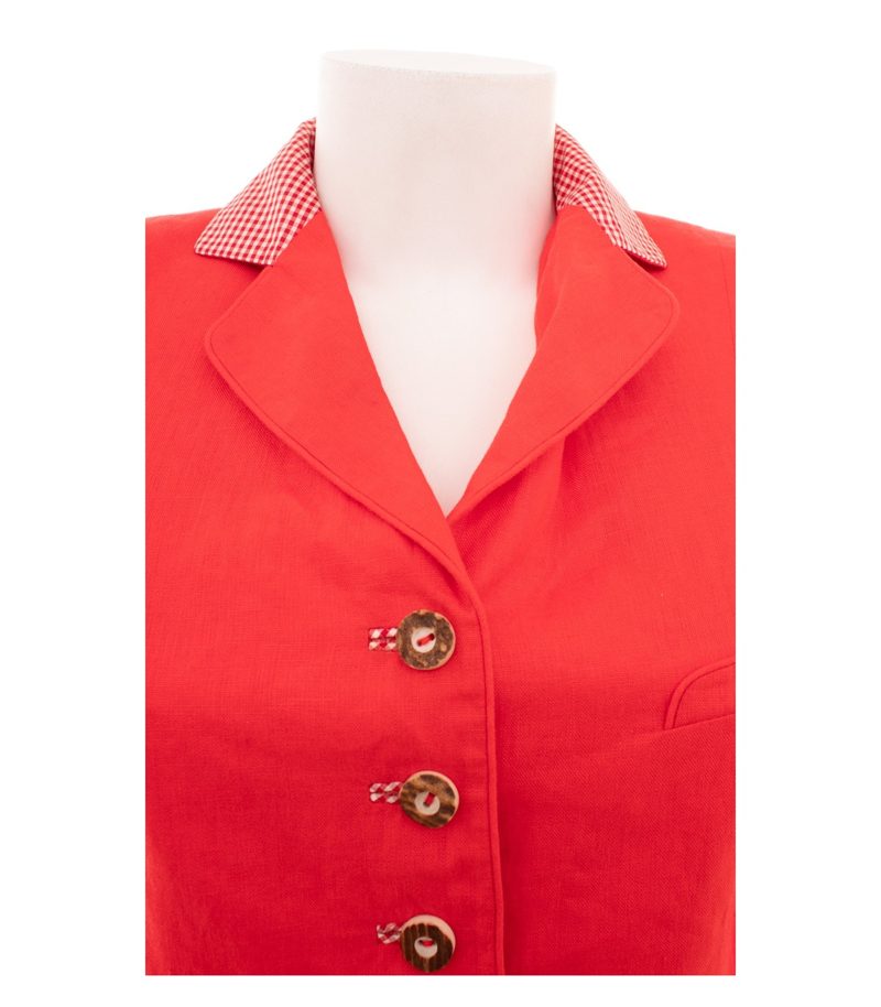 Lodenfrey Damen Blazer Tracht Gr. 38 Rot Leinen – Foto 6