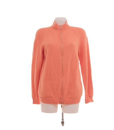 Malo Damen Strickjacke Cardigan Zip Gr. IT 50 (DE 44) Orange Kaschmir