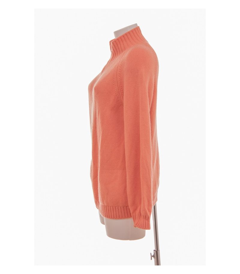 Malo Damen Strickjacke Cardigan Zip Gr. IT 50 (DE 44) Orange Kaschmir – Foto 2