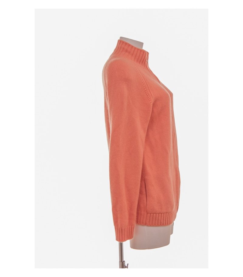 Malo Damen Strickjacke Cardigan Zip Gr. IT 50 (DE 44) Orange Kaschmir – Foto 3