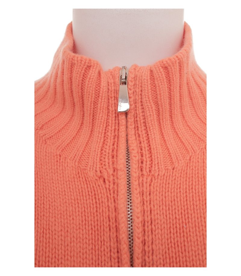 Malo Damen Strickjacke Cardigan Zip Gr. IT 50 (DE 44) Orange Kaschmir – Foto 5