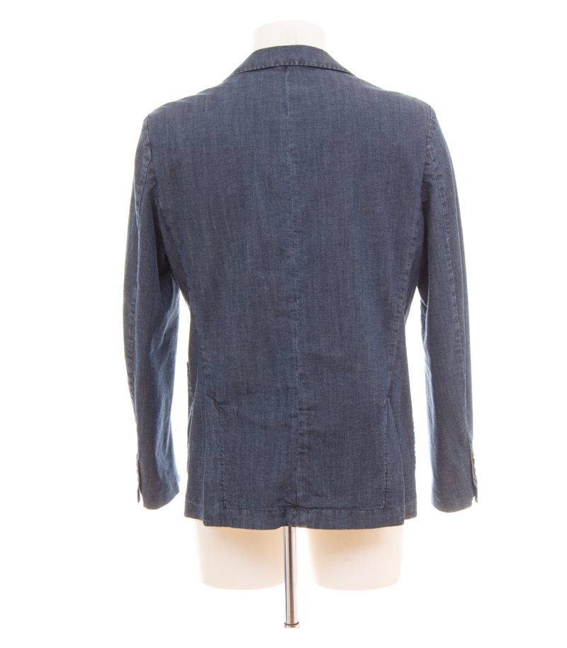 Libero Milano Herren Sakko Zweireiher Stretch - Gr. 50 Blau Denim Baumwolle – Foto 4