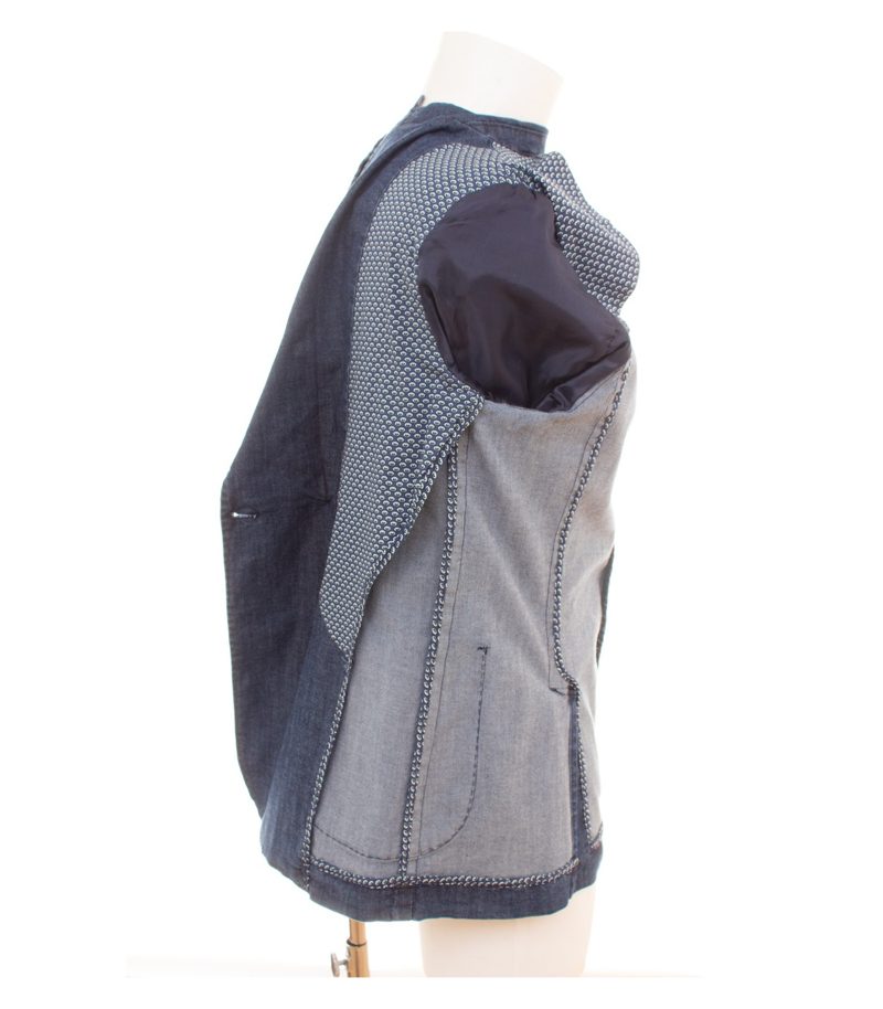 Libero Milano Herren Sakko Zweireiher Stretch - Gr. 50 Blau Denim Baumwolle – Foto 7