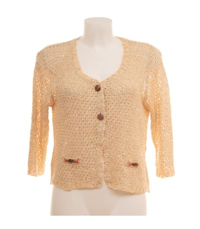 Elisa Cavaletti Damen Strickjacke Cardigan Pailletten Luxury Gr. XL Beige