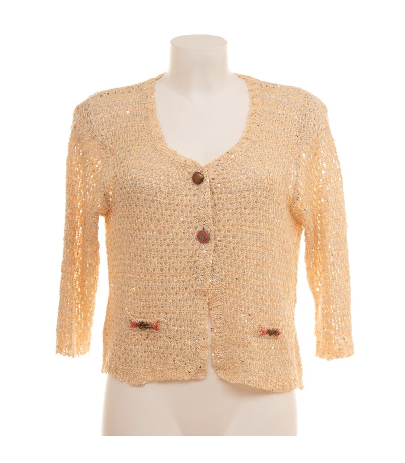 Elisa Cavaletti Damen Strickjacke Cardigan Pailletten Luxury Gr. XL Beige – Foto 1