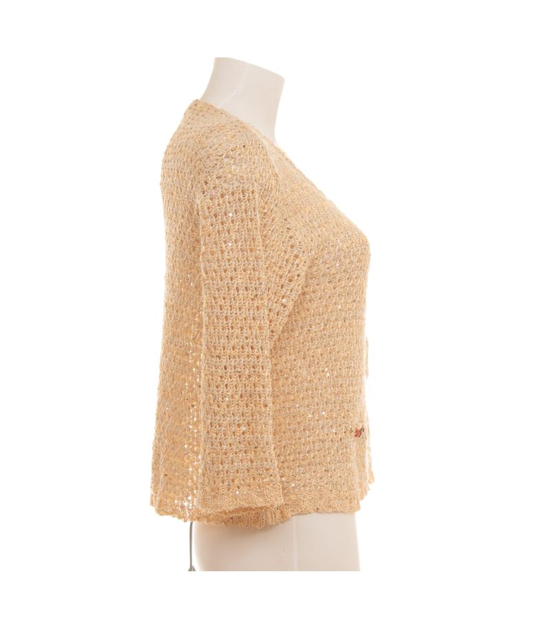 Elisa Cavaletti Damen Strickjacke Cardigan Pailletten Luxury Gr. XL Beige – Foto 2
