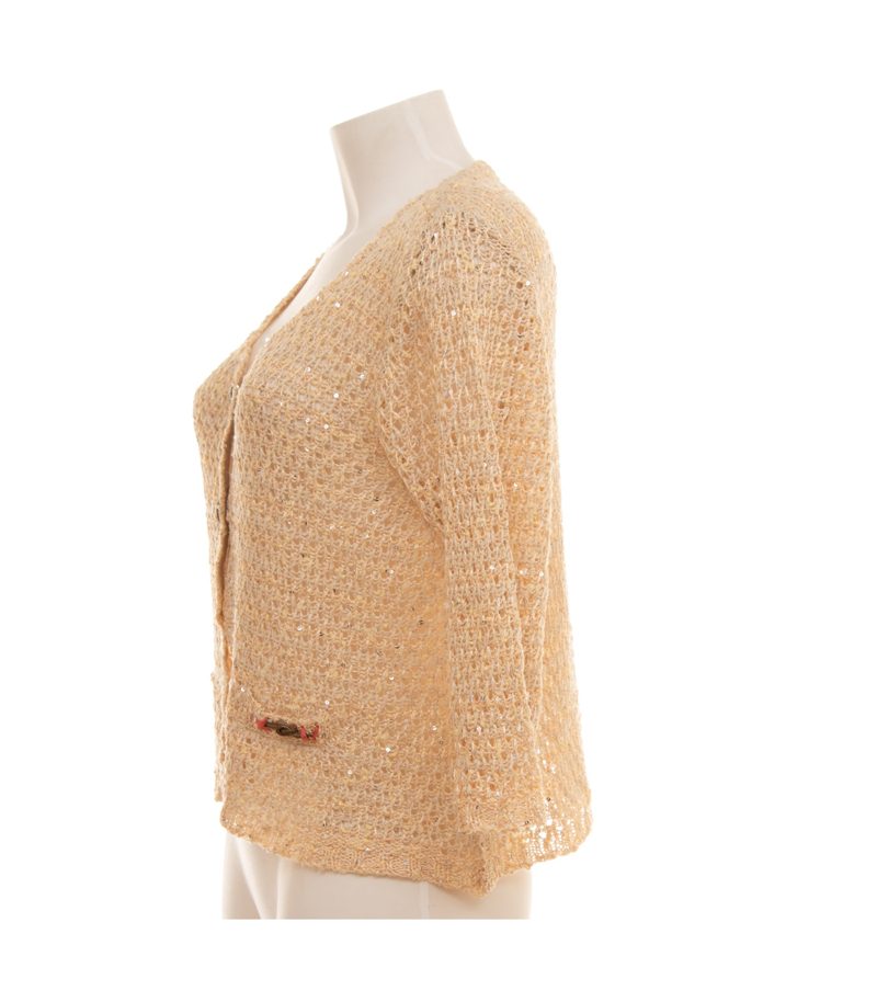 Elisa Cavaletti Damen Strickjacke Cardigan Pailletten Luxury Gr. XL Beige – Foto 3