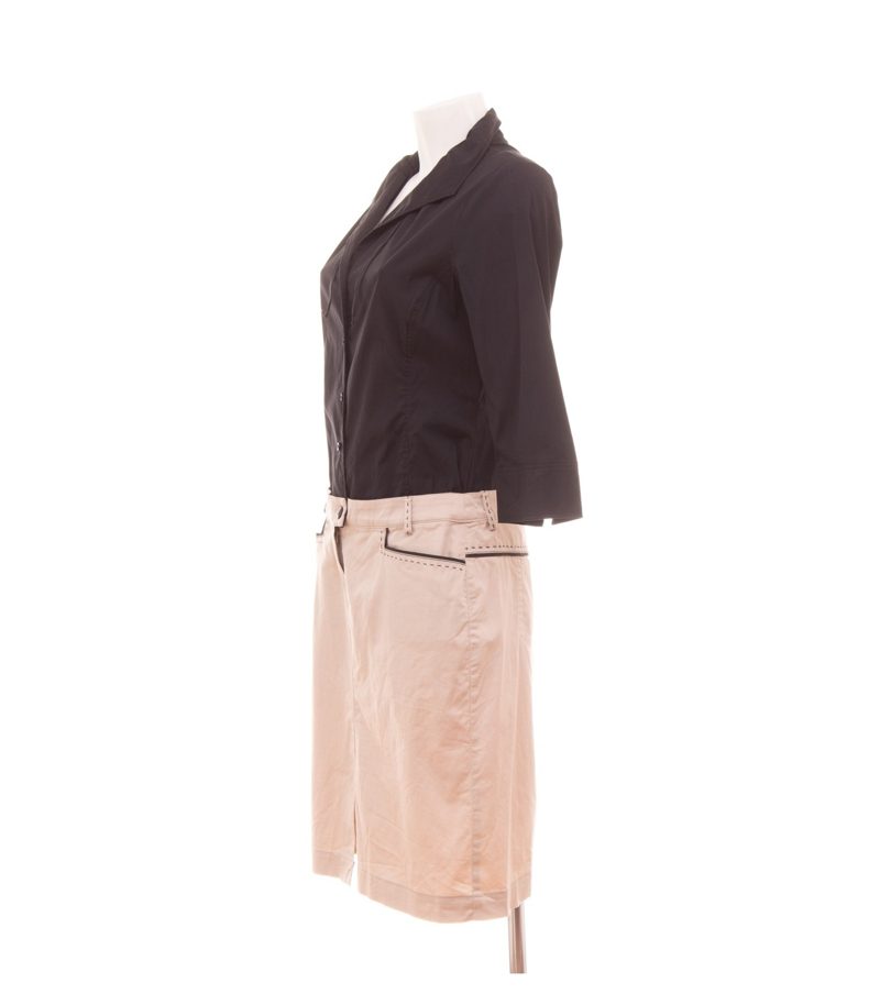 RIANI Damen Kleid 2-in-1 Look 3/4 Arm Business Gr. 38 Schwarz Beige Baumwolle – Foto 2