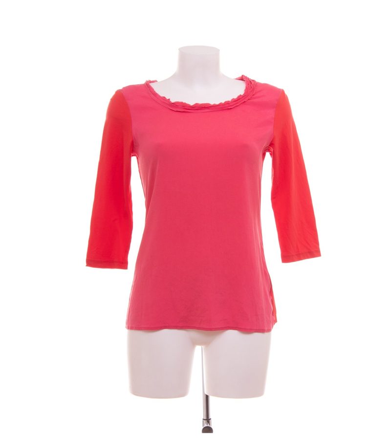 Laurèl Damen Shirt Top Color-Blocking Luxury Gr. 36 Rot Pink Seide Baumwolle – Foto 1
