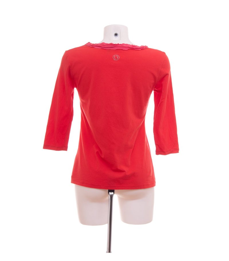 Laurèl Damen Shirt Top Color-Blocking Luxury Gr. 36 Rot Pink Seide Baumwolle – Foto 3