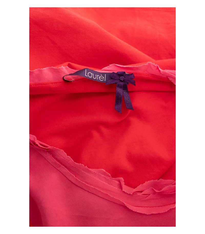 Laurèl Damen Shirt Top Color-Blocking Luxury Gr. 36 Rot Pink Seide Baumwolle – Foto 7