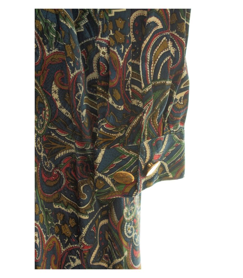 Peter Hahn Damen Carat Seidenkleid Kleid Paisley Vintage Maxi Gr. 48 100% Seide – Foto 4