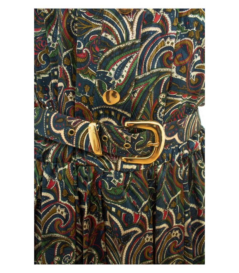 Peter Hahn Damen Carat Seidenkleid Kleid Paisley Vintage Maxi Gr. 48 100% Seide – Foto 5