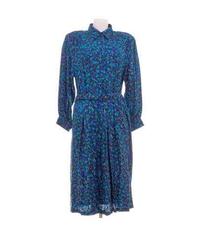Peter Hahn Damen CARAT Kleid Midikleid Floral Gr. 48 100% Blau Seide
