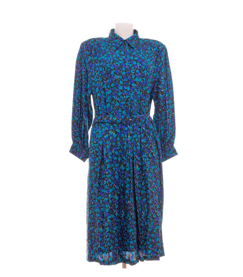 Peter Hahn Damen CARAT Kleid Midikleid Floral Gr. 48 100% Blau Seide – Foto 1