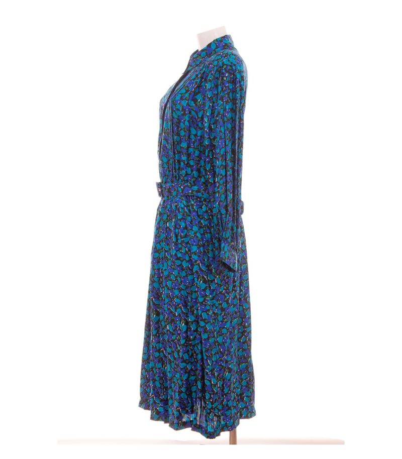 Peter Hahn Damen CARAT Kleid Midikleid Floral Gr. 48 100% Blau Seide – Foto 2