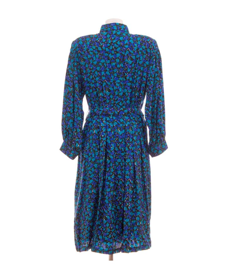Peter Hahn Damen CARAT Kleid Midikleid Floral Gr. 48 100% Blau Seide – Foto 3