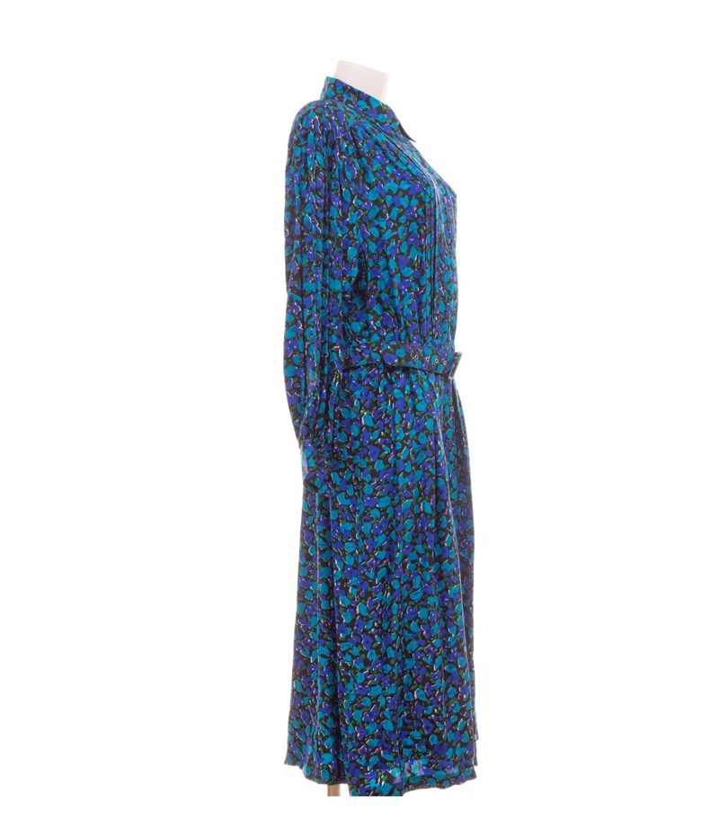 Peter Hahn Damen CARAT Kleid Midikleid Floral Gr. 48 100% Blau Seide – Foto 4