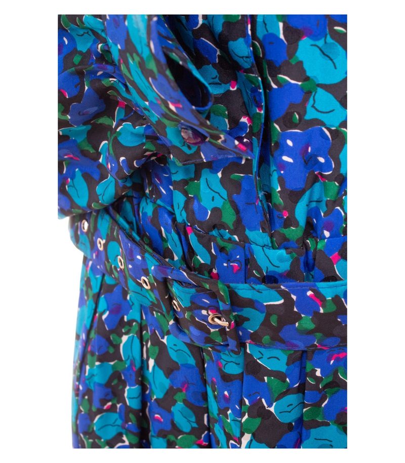 Peter Hahn Damen CARAT Kleid Midikleid Floral Gr. 48 100% Blau Seide – Foto 6