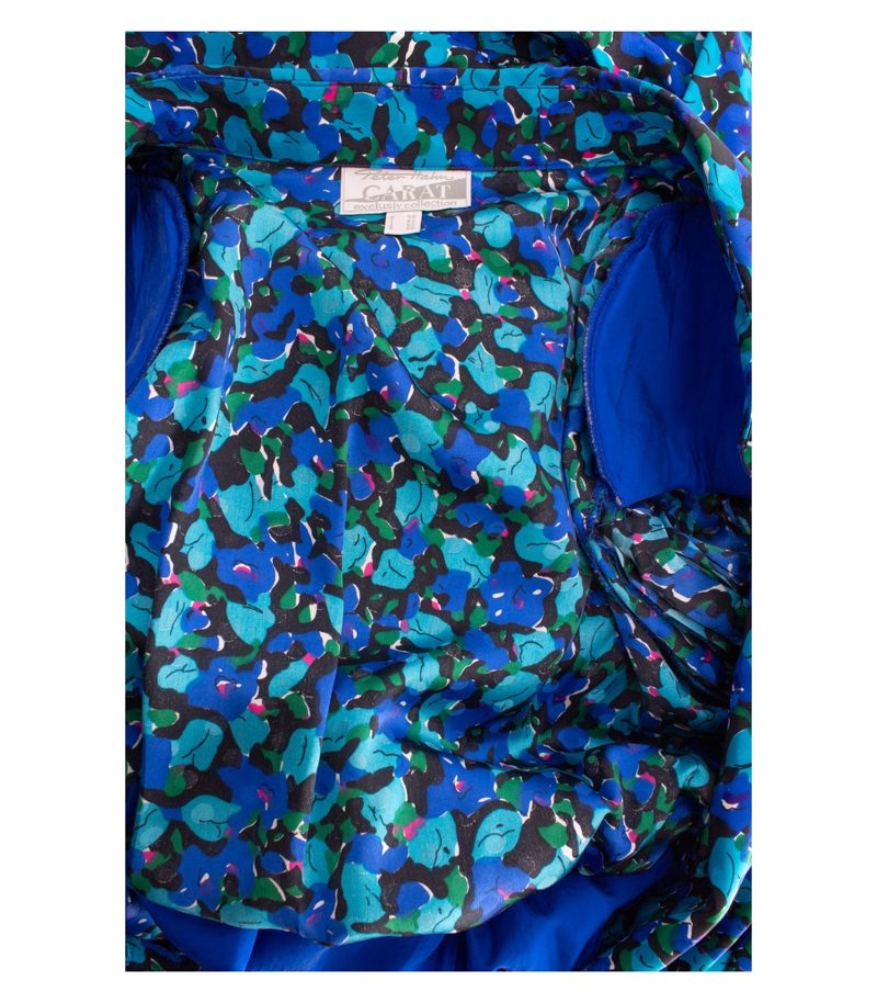 Peter Hahn Damen CARAT Kleid Midikleid Floral Gr. 48 100% Blau Seide – Foto 7