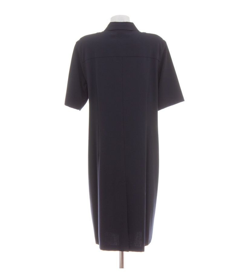 Bogner Damen Kleid Midikleid Stretch Navy Goldfarbene-Knöpfe Gr. 46 Blau Wolle – Foto 3