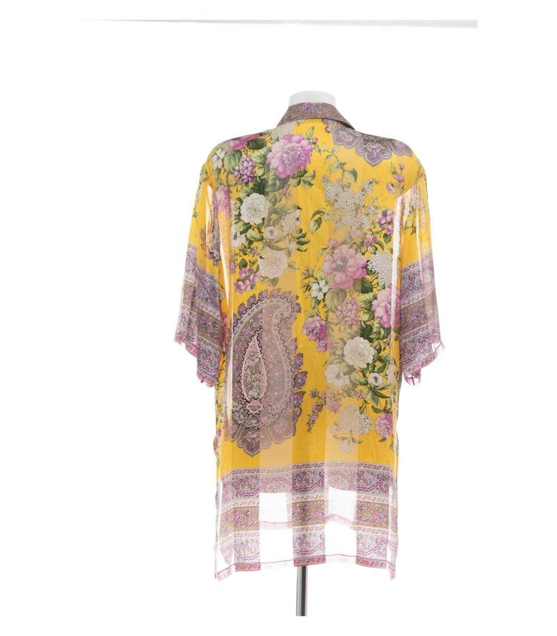 Mario Fucci Cecconi Seidentunika Bluse Paisley Floral 100% Gr. L Gelb Seide – Foto 3