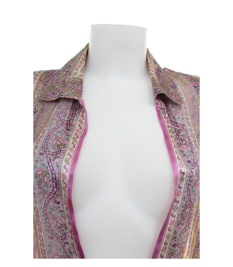 Mario Fucci Cecconi Seidentunika Bluse Paisley Floral 100% Gr. L Gelb Seide – Foto 5