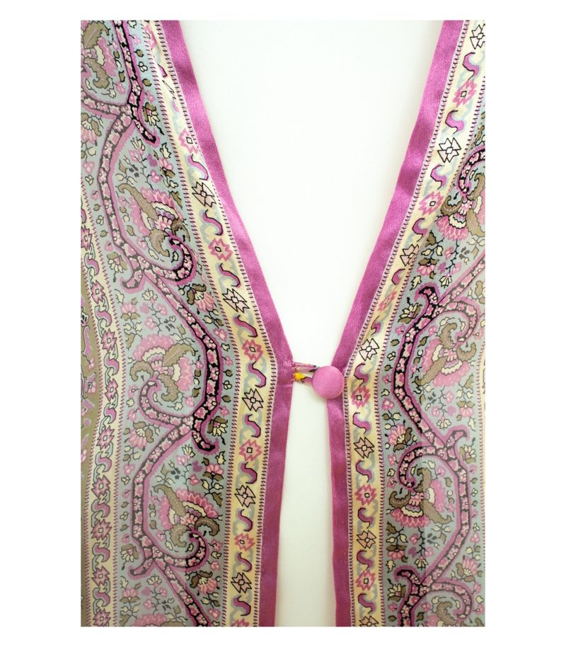 Mario Fucci Cecconi Seidentunika Bluse Paisley Floral 100% Gr. L Gelb Seide – Foto 6