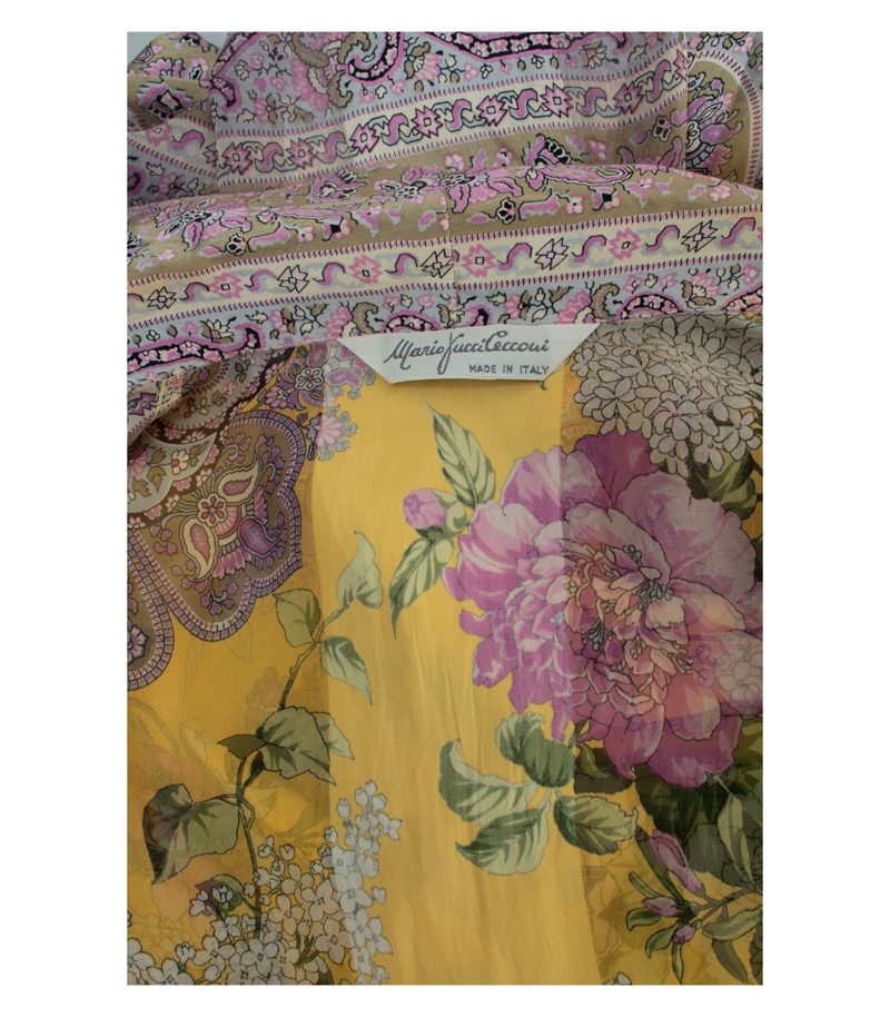 Mario Fucci Cecconi Seidentunika Bluse Paisley Floral 100% Gr. L Gelb Seide – Foto 8