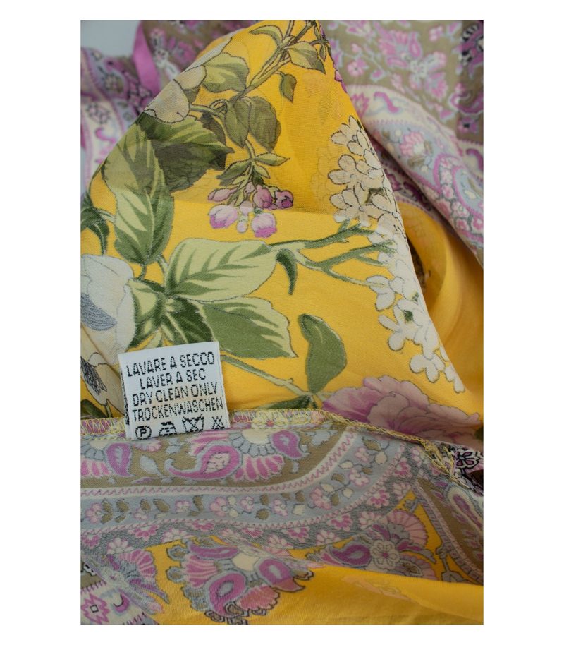 Mario Fucci Cecconi Seidentunika Bluse Paisley Floral 100% Gr. L Gelb Seide – Foto 10