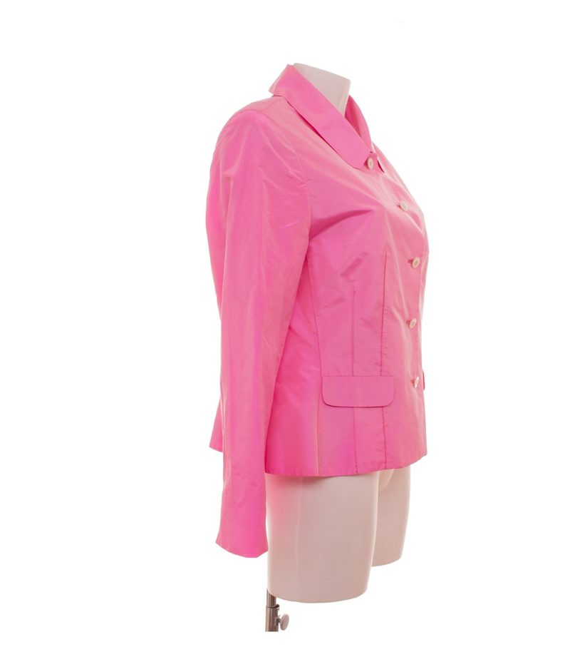Barbara Lohmann Hamburg Damen Seiden Blazer 100% Gr. L (ca. 42) Pink Seide – Foto 2