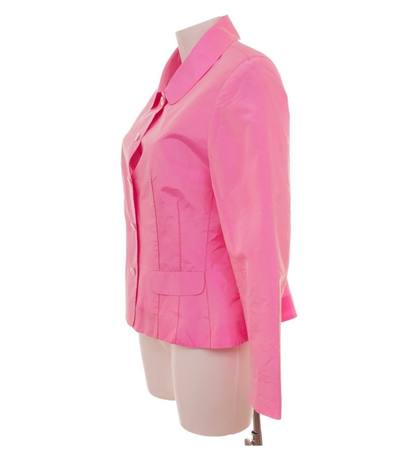 Barbara Lohmann Hamburg Damen Seiden Blazer 100% Gr. L (ca. 42) Pink Seide – Foto 3